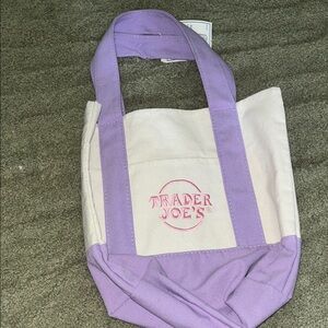 Mini Trader Joe's Lavender & Cream Canvas Tote